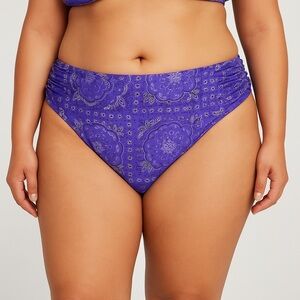 California Waves Women’s Bikini Bottoms Purple Paisley Bandana Size 20/22 NWT